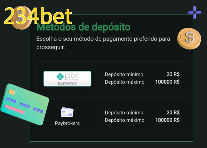 O cassino 234betbet oferece uma grande variedade de métodos de pagamento